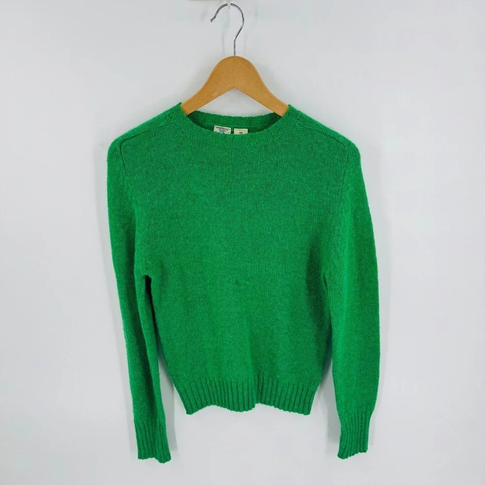 JG Hook‎ British Shetland Wool Sweater Green Size 36 Vintage St Patricks Day
